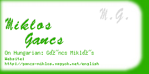 miklos gancs business card